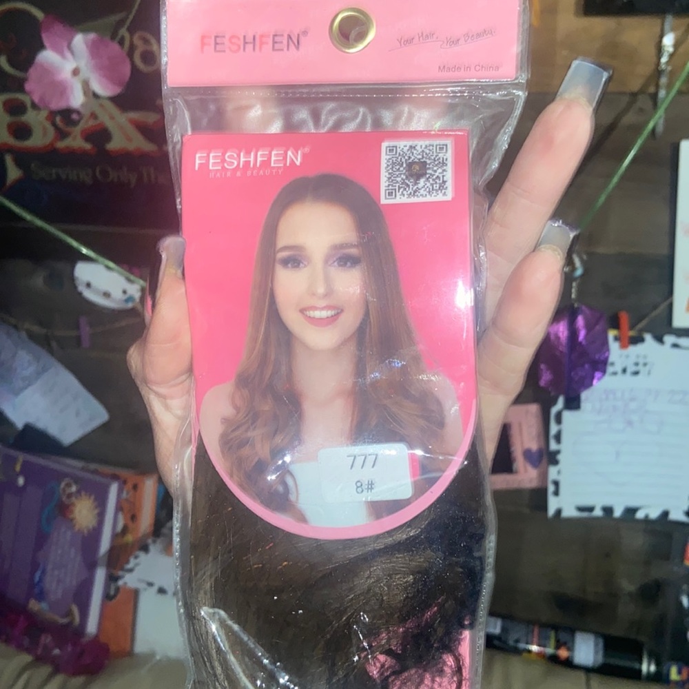 Feshfen Real human hair extensions DARK BROWN